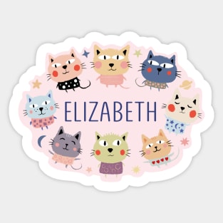 Elizabeth name with cartoon cats Sticker